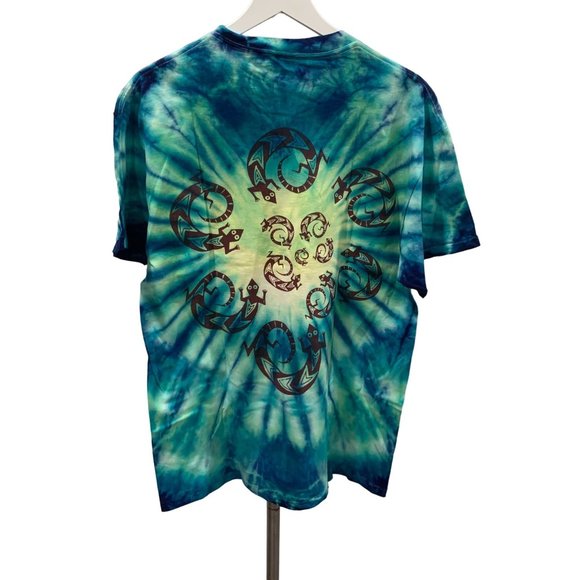 Vtg Delta 1991 Mike Dubois Single Stitch TyeDye Mayan Pyramid Rainforest Shirt L - Picture 2 of 11